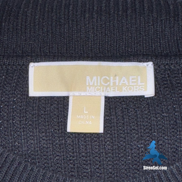 1126 Michael Kors Faux Fur Cuff Sweater Size L - Black/Leopard - Picture 5 of 14